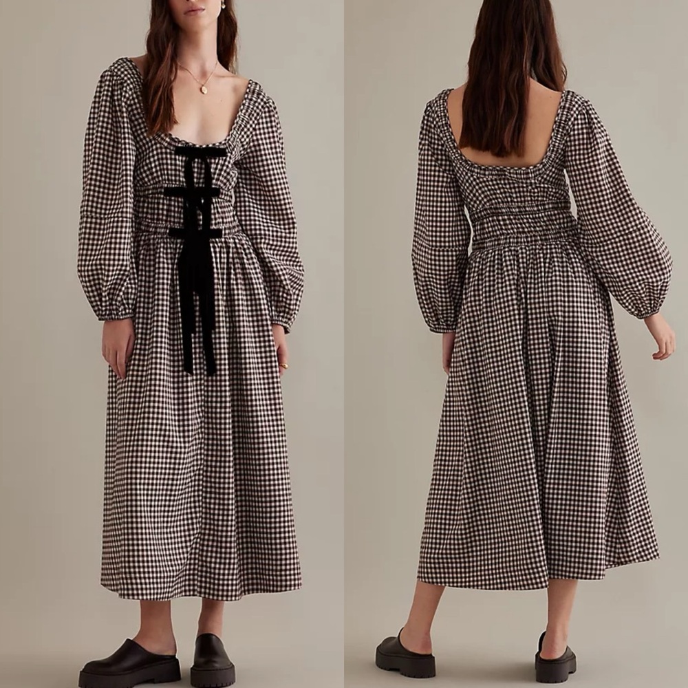 Damson Madder Dakota Gingham Puff-Sleeve Maxi Dress